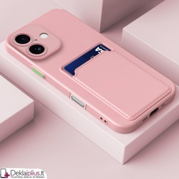 Guminis dėklas su kišenėle - rausvas (Apple Iphone 17) Guminis dėklas su kišenėle - rausvas (Apple Iphone 17)
